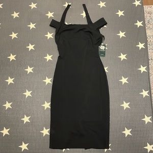Black Lauren Ralph Lauren midi dress halter off the shoulder NWT